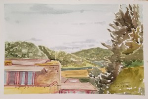 "A Young Girl's Balcony at Taliesin", Frank Korb, Watercolor on Paper, June 29, 2017