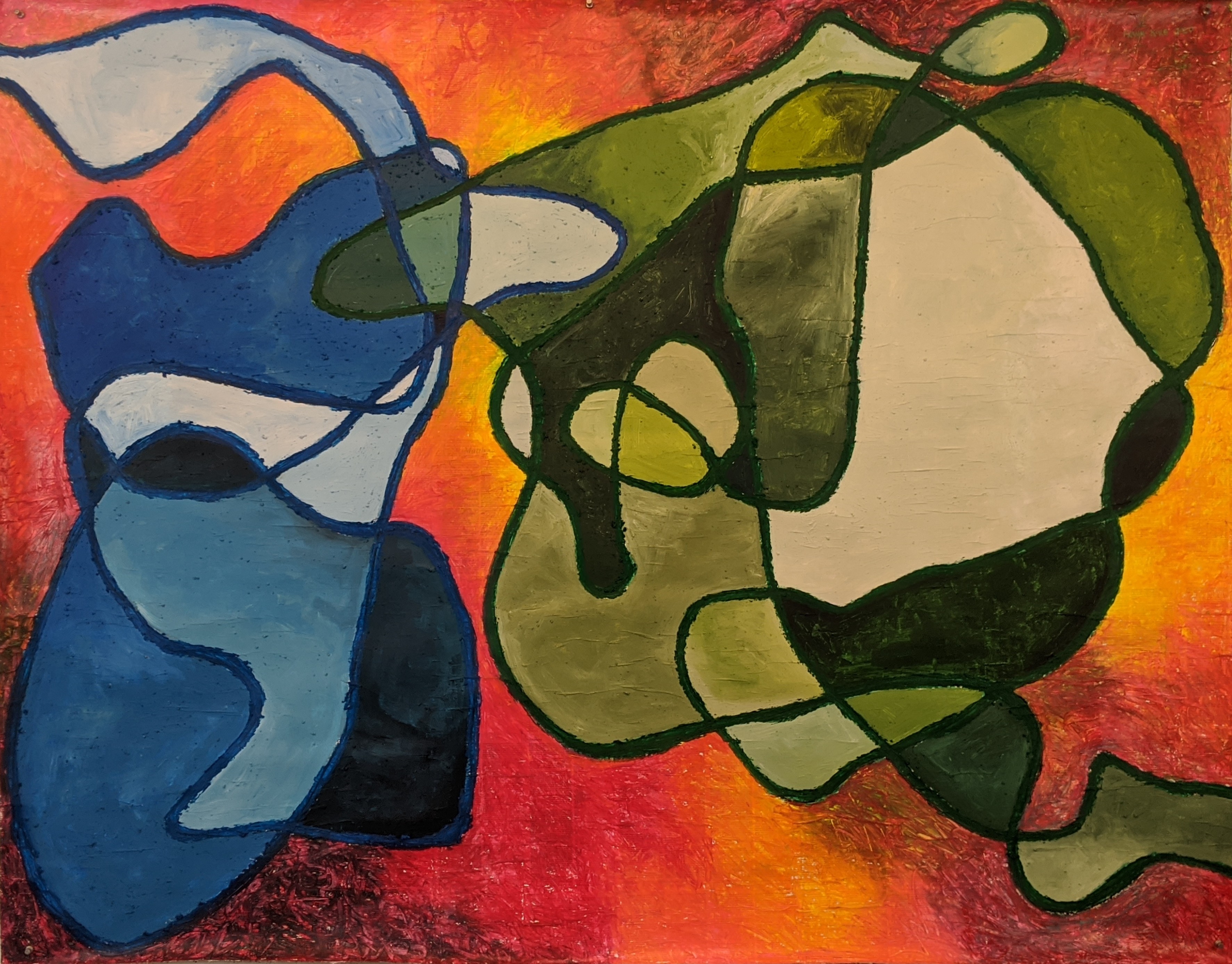 "Do Not Break Your Oaths But Keep the Oaths You Have Made," Frank Korb, acrylic, collage, sand, oil stick, and charcoal on paper, 50" x 63.5", 2020, $2,860.