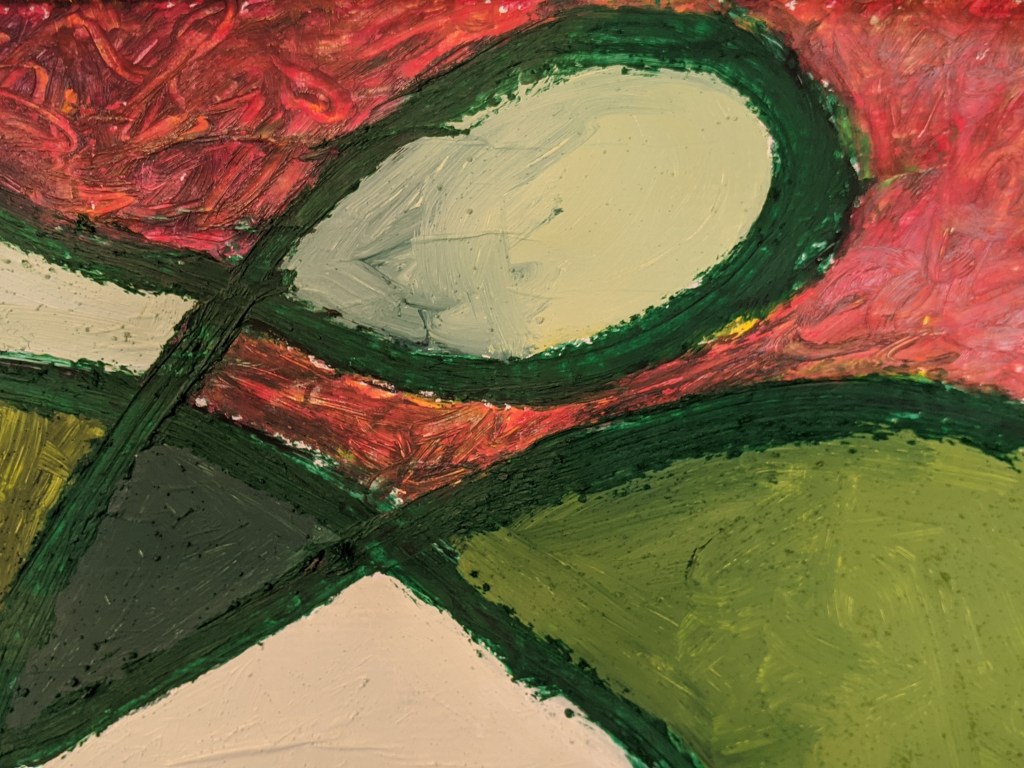 DETAIL: "Do Not Break Your Oaths But Keep the Oaths You Have Made," Frank Korb, acrylic, collage, sand, oil stick, and charcoal on paper, 50" x 63.5", 2020, $2,860.