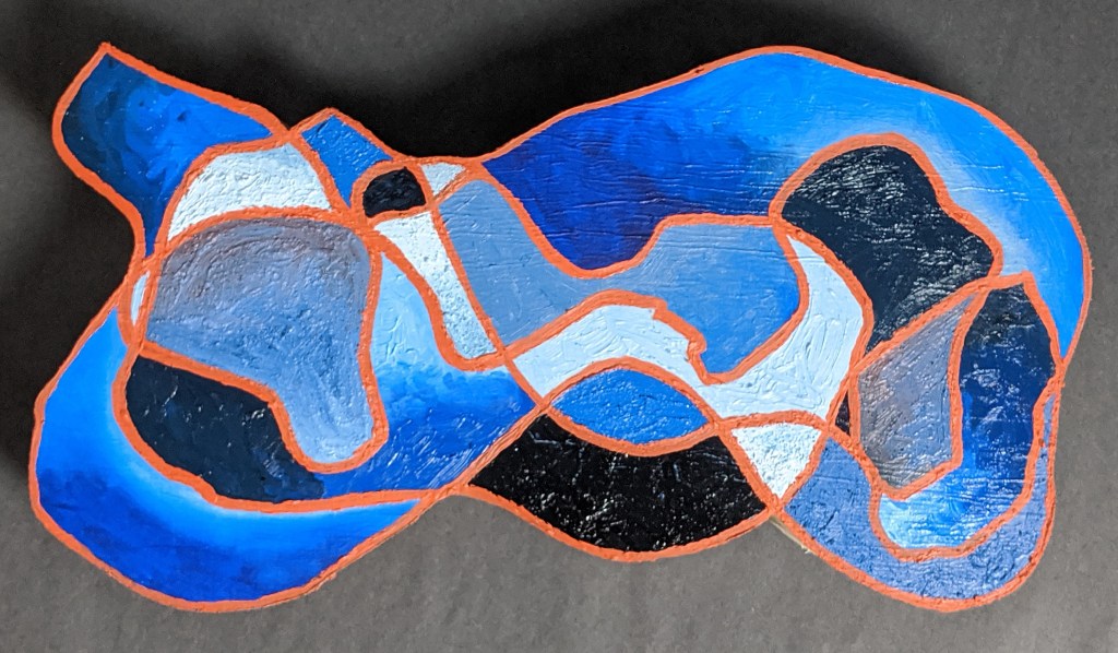 "Our Ordinary Thought is Abstract." Frank Korb, Oil, sand, Roll-a-Tex, Collage, and Canvas on Plywood, 10" x 18.5" x 2.5", 2020, $240"Our Ordinary Thought is Abstract." Frank Korb, Oil, sand, Roll-a-Tex, Collage, and Canvas on Plywood, 2020, $240.