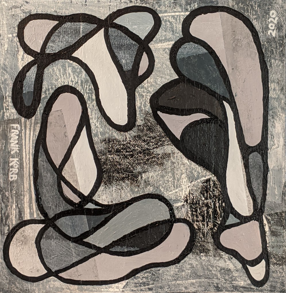 "Nothing Enters or Leaves" Frank Korb, 10" x 10", Mixed Media on Canvas, NFS - WI Museum of Quilts and Fiber Arts Contribution to the Quarantine Quilt, Cedarburg, WI, 2020.