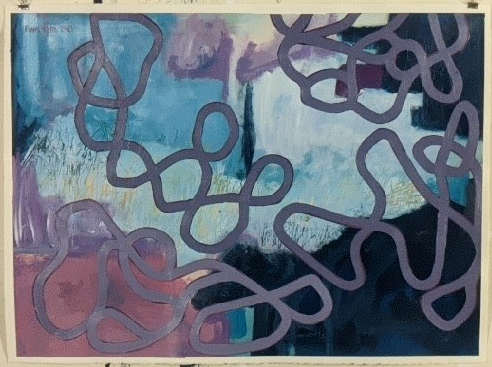 "Refrain From All That Id Divisive and Contentious," Frank Korb, Acrylic and Collage on Paper, 22 1/4" x 29 7/8", 2021.