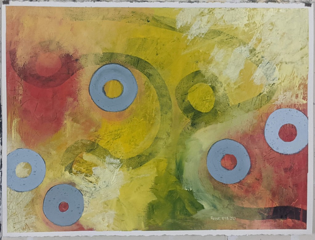 "Realizing the Nature of What We're Looking For", Frank Korb, 22 3/4" x 30", Acrylic, Bible Pages, Roll-A-Tex, on paper, 2021.