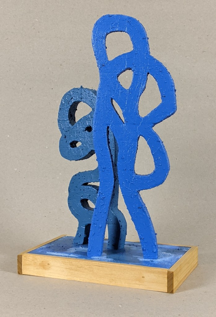 "You Can Remain Present, Here and Now," Frank Korb, 13 7/8" x 8 5/8" x 5 5/8", Acrylic, Roll-A-Tex, Sand, Bible Pages Collage, Plywood, Pine, Drywall Screws, 2021.