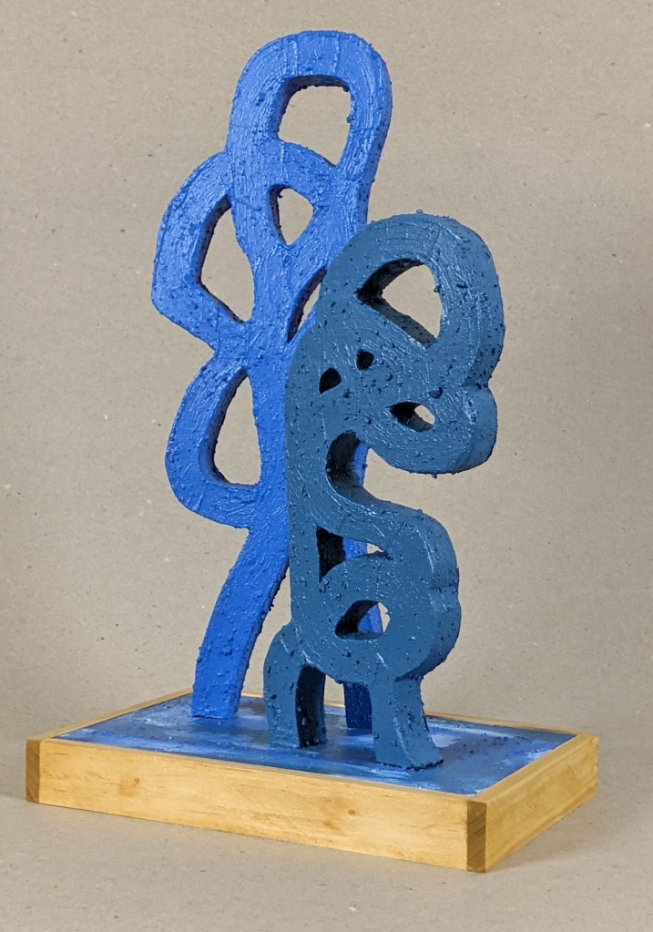 "You Can Remain Present, Here and Now," Frank Korb, 13 7/8" x 8 5/8" x 5 5/8", Acrylic, Roll-A-Tex, Sand, Bible Pages Collage, Plywood, Pine, Drywall Screws, 2021.