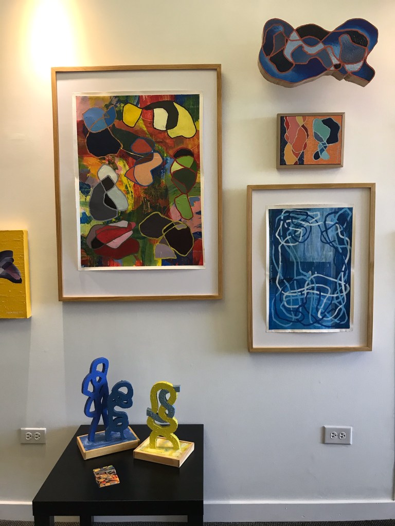 Works in preview - just setting up - at the Blue Moon Gallery in Grayslake, IL. Opening reception on April 24, 6 - 9 pm. Show runs weekends through May 9.