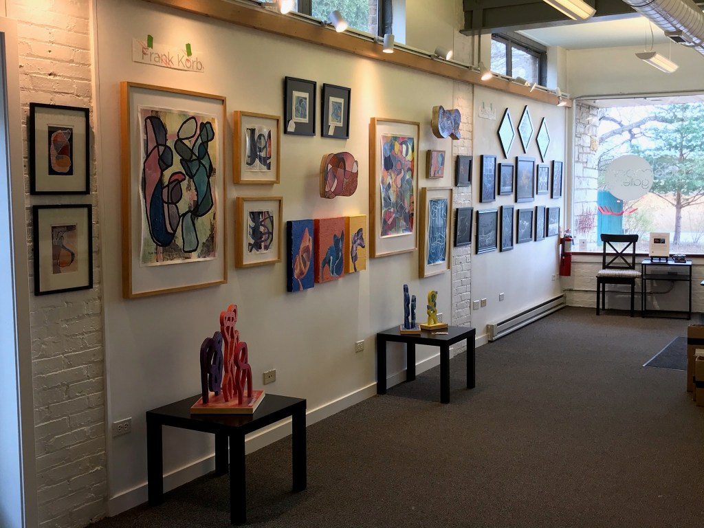 Works in preview - just setting up - at the Blue Moon Gallery in Grayslake, IL. Opening reception on April 24, 6 - 9 pm. Show runs weekends through May 9.