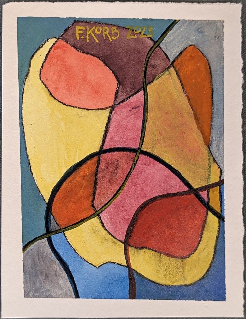 "Connect with Everything (1)," Frank Korb, Gouache and Charcoal in Paper, 6" x 4 1/2", 2023