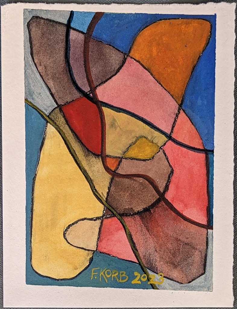 "Connect with Everything (3)," Frank Korb, Gouache and Charcoal in Paper, 6" x 4 1/2", 2023