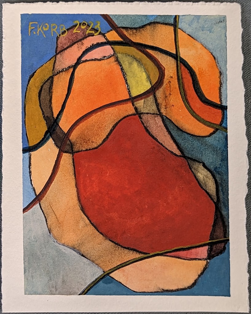 "Connect with Everything (4)," Frank Korb, Gouache and Charcoal in Paper, 6" x 4 1/2", 2023