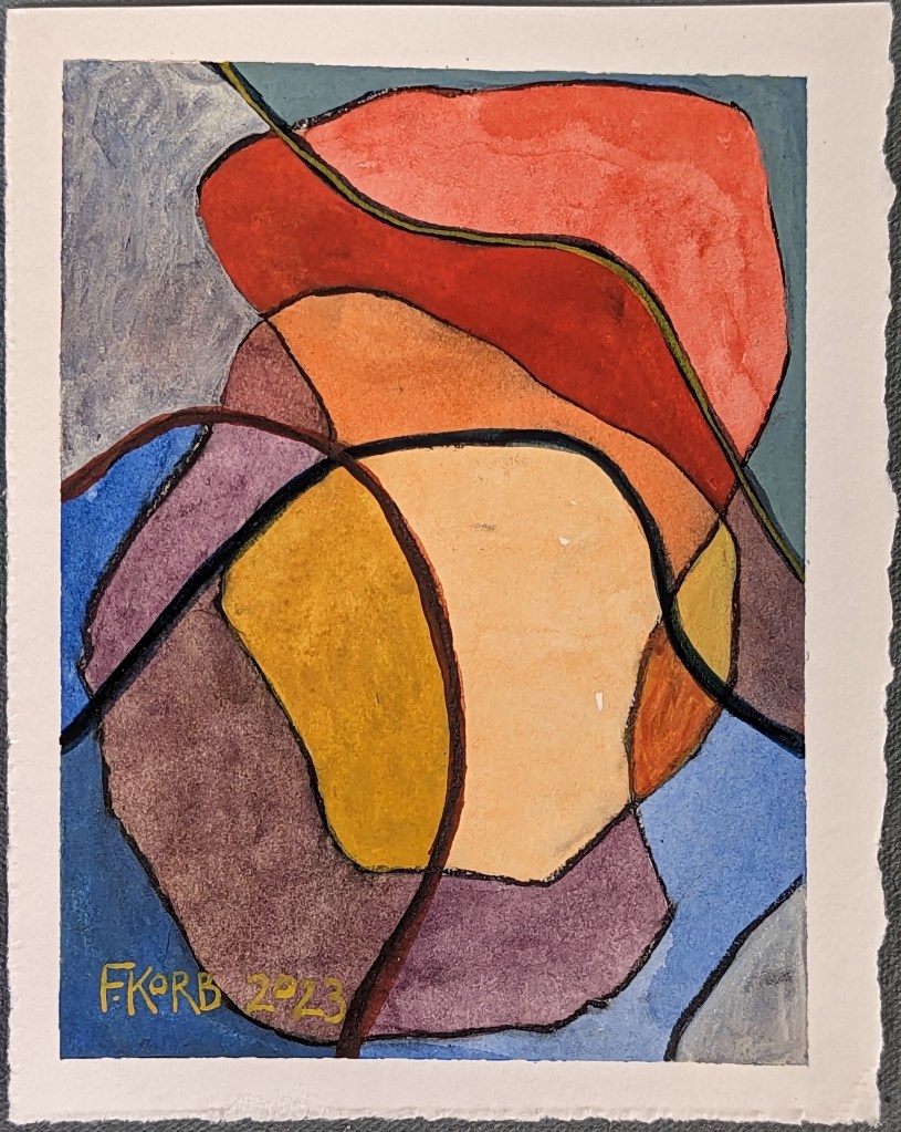 "Connect with Everything (2)," Frank Korb, Gouache and Charcoal in Paper, 6" x 4 1/2", 2023