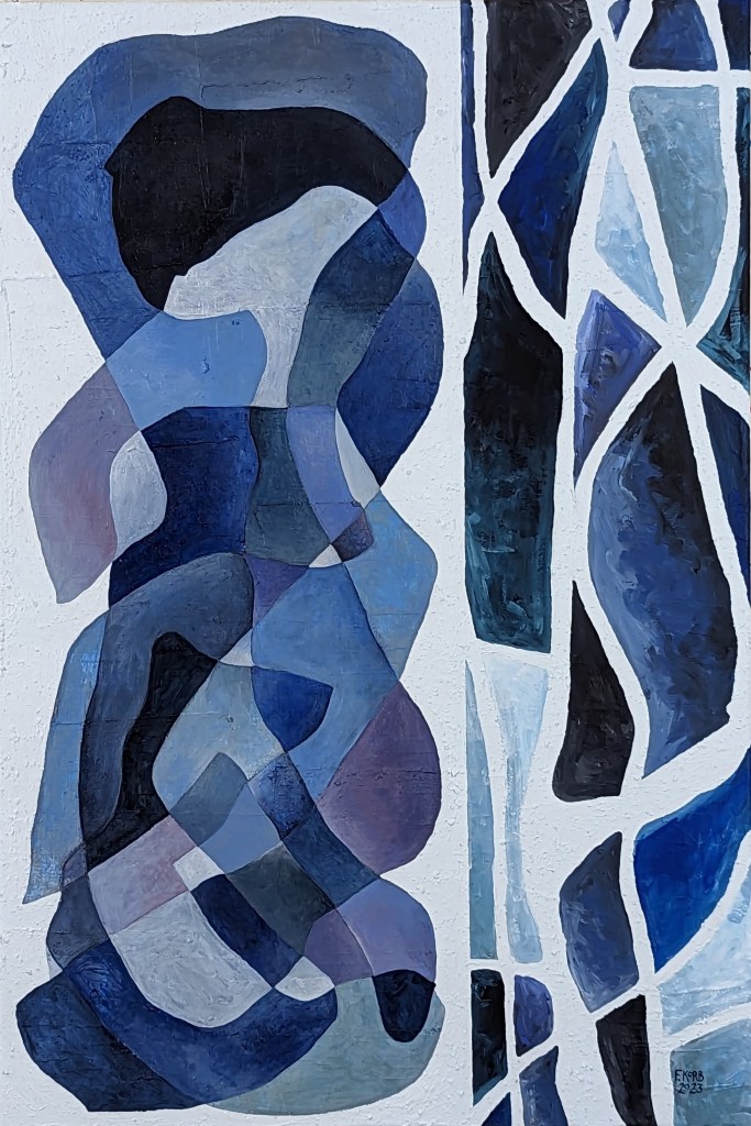 "Turn Your Head Slightly To Follow It," Frank Korb, 35" x 13.5", Acrylic and Mixed Media, Collage, on Canvas, 2022.